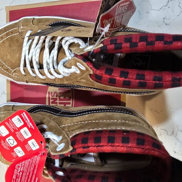 VANS Sk8-Hi MTE-1 Plaid Brown SNEAKER BOOT SHOES SKATEBOARDING MENS 10 NEW - Picture 7 of 16